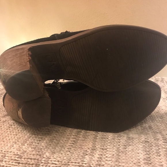 Black Ankle Boots Low Heels with Silver Buckles - Picture 6 of 6